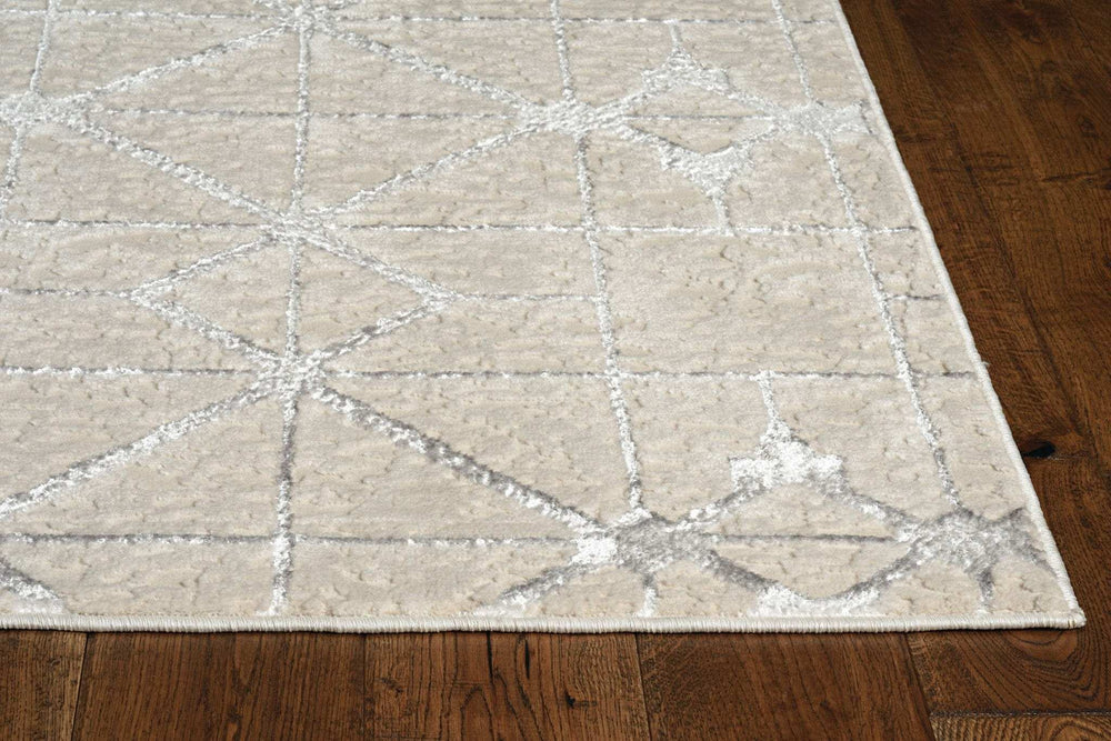 3' X 5' Gray and Ivory Geometric Area Rug - Homeroots - Flyclothing LLC