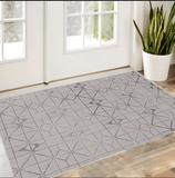 3' X 5' Gray and Ivory Geometric Area Rug - Homeroots