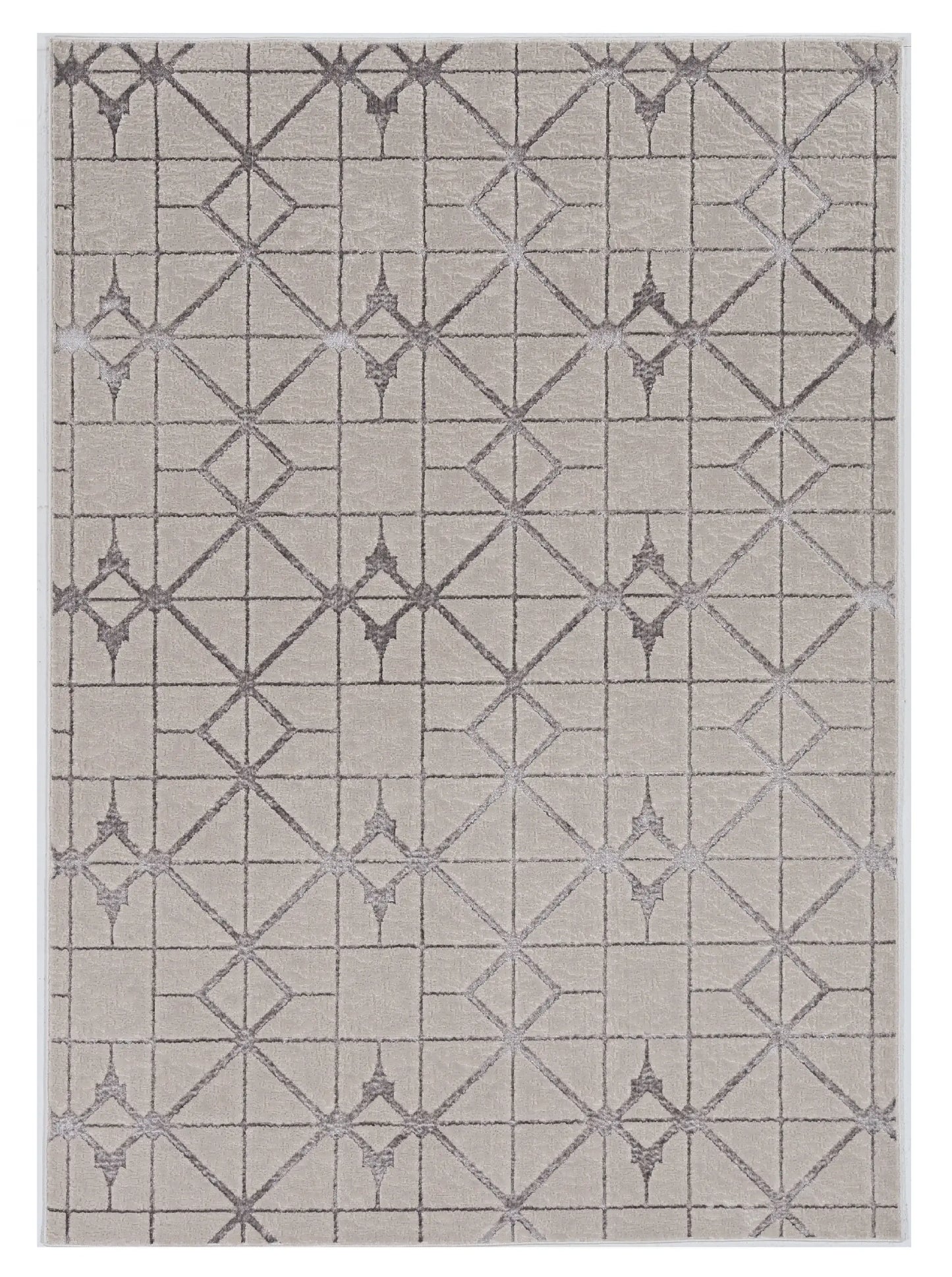 5' X 8' Ivory Silver Machine Woven Geometric Indoor Area Rug - Homeroots - Flyclothing LLC