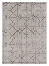 5' X 8' Ivory Silver Machine Woven Geometric Indoor Area Rug - Homeroots - Flyclothing LLC