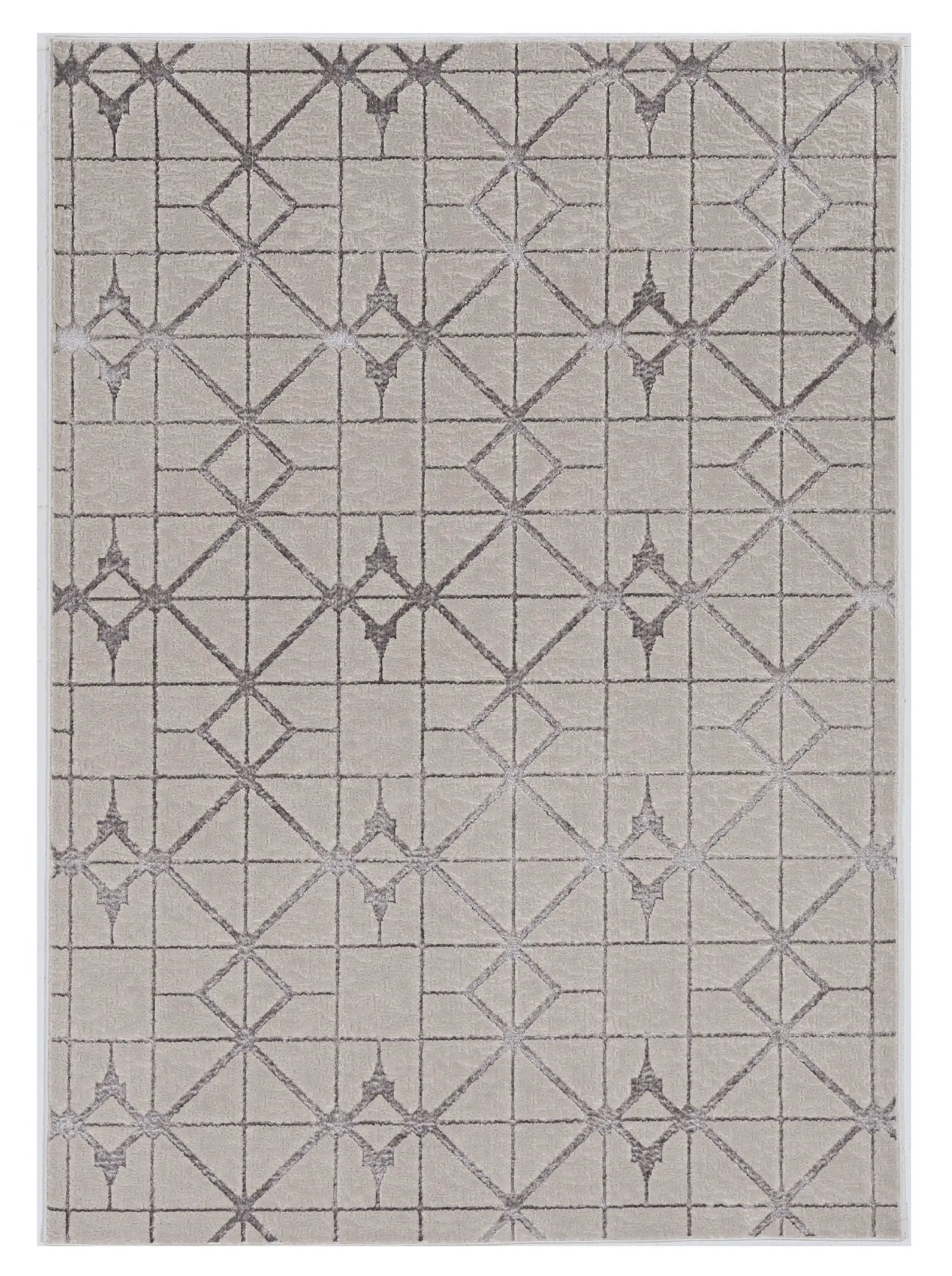 5' X 8' Ivory Silver Machine Woven Geometric Indoor Area Rug - Homeroots - Flyclothing LLC
