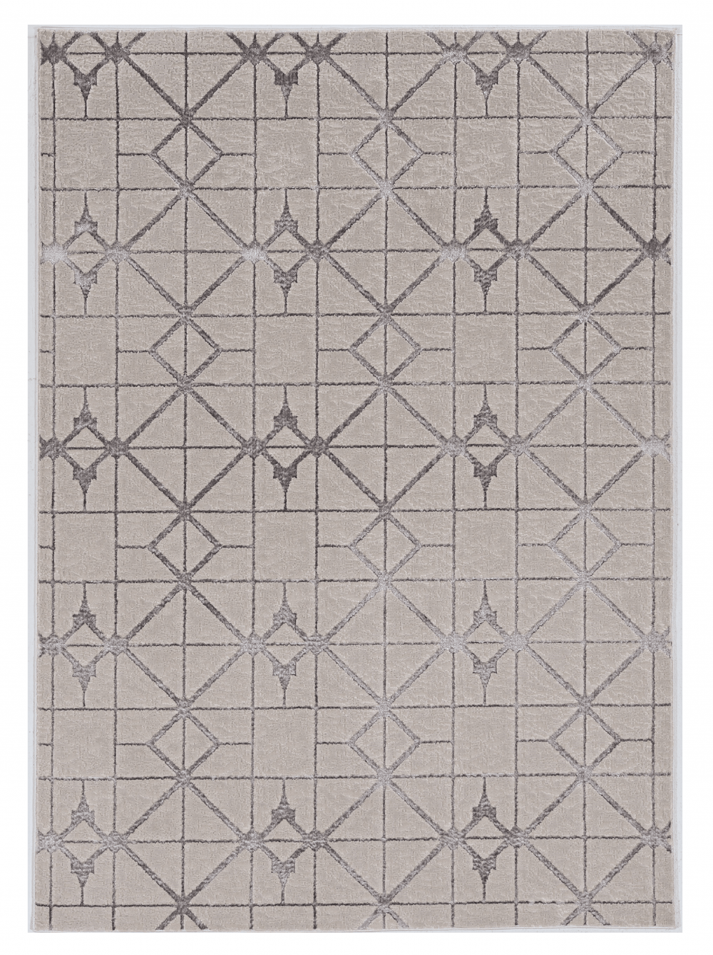 5' X 8' Ivory Silver Machine Woven Geometric Indoor Area Rug - Homeroots