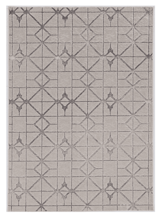 5' X 8' Ivory Silver Machine Woven Geometric Indoor Area Rug - Homeroots - Flyclothing LLC