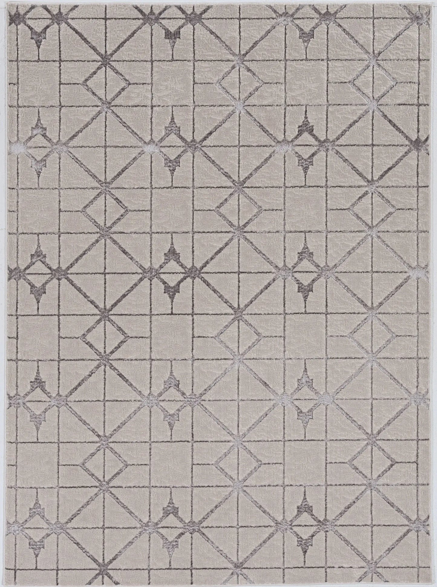 5' X 8' Ivory Silver Machine Woven Geometric Indoor Area Rug - Homeroots - Flyclothing LLC