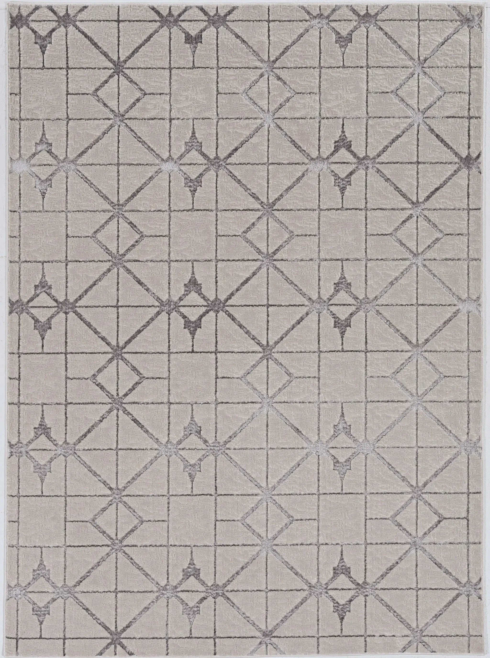 5' X 8' Ivory Silver Machine Woven Geometric Indoor Area Rug - Homeroots - Flyclothing LLC