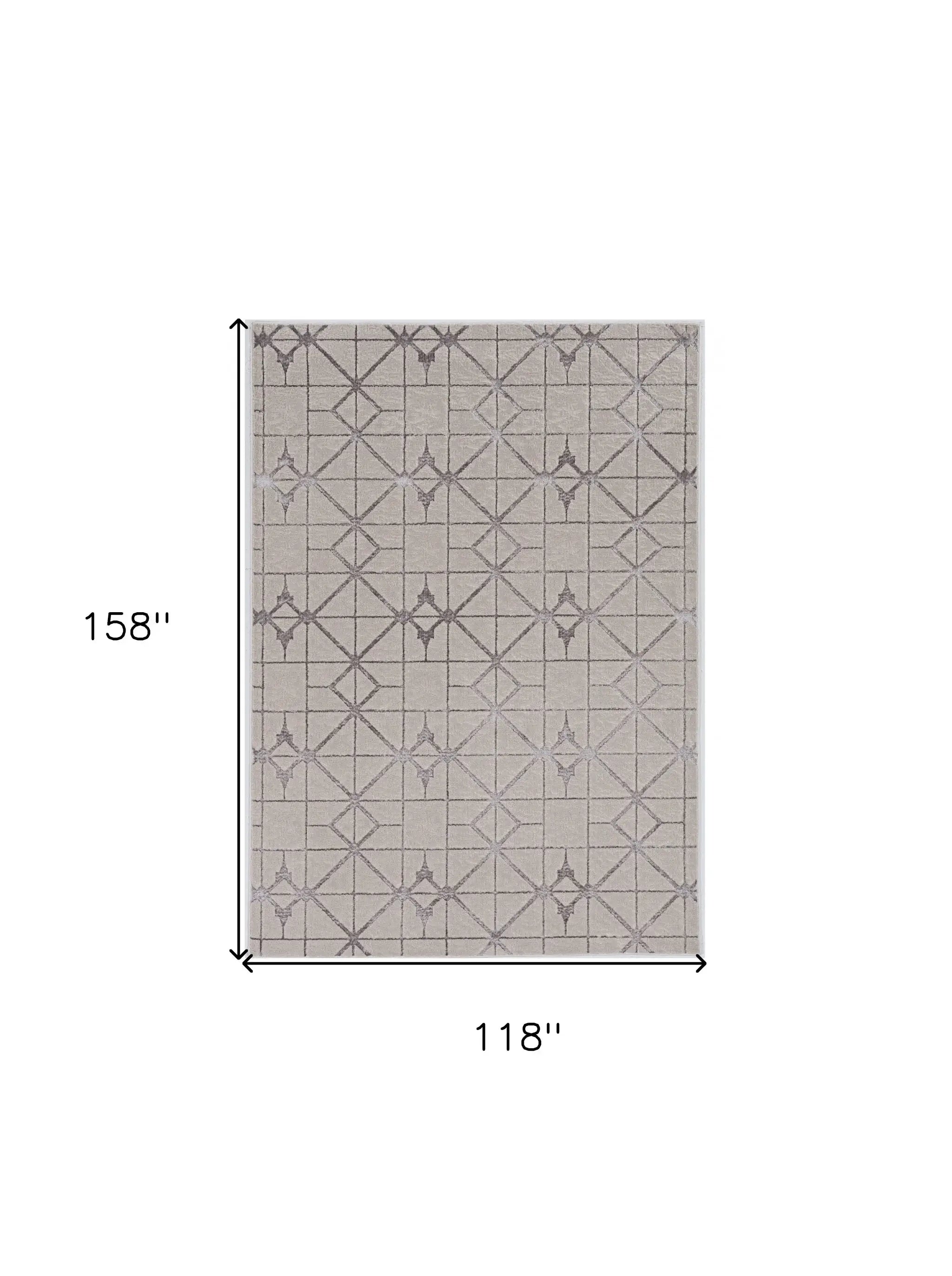 10' X 13' Ivory Silver Machine Woven Geometric Indoor Area Rug - Homeroots - Flyclothing LLC
