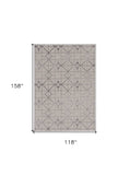 10' X 13' Ivory Silver Machine Woven Geometric Indoor Area Rug - Homeroots