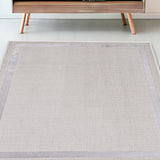 5' X 8' Ivory Silver Machine Woven Bordered Indoor Area Rug - Homeroots