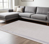 7' X 10' Ivory Silver Machine Woven Bordered Indoor Area Rug - Homeroots