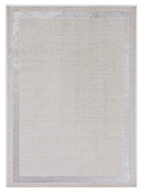 7' X 10' Ivory Silver Machine Woven Bordered Indoor Area Rug - Homeroots - Flyclothing LLC