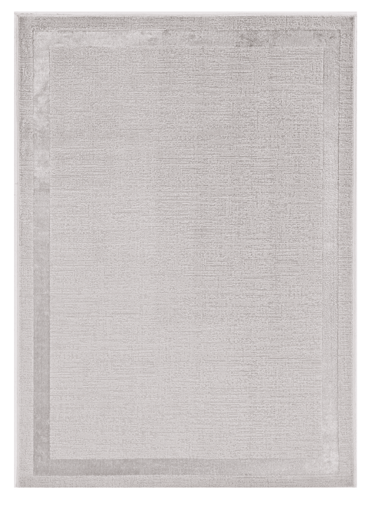 7' X 10' Ivory Silver Machine Woven Bordered Indoor Area Rug - Homeroots - Flyclothing LLC