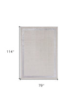 7' X 10' Ivory Silver Machine Woven Bordered Indoor Area Rug - Homeroots - Flyclothing LLC