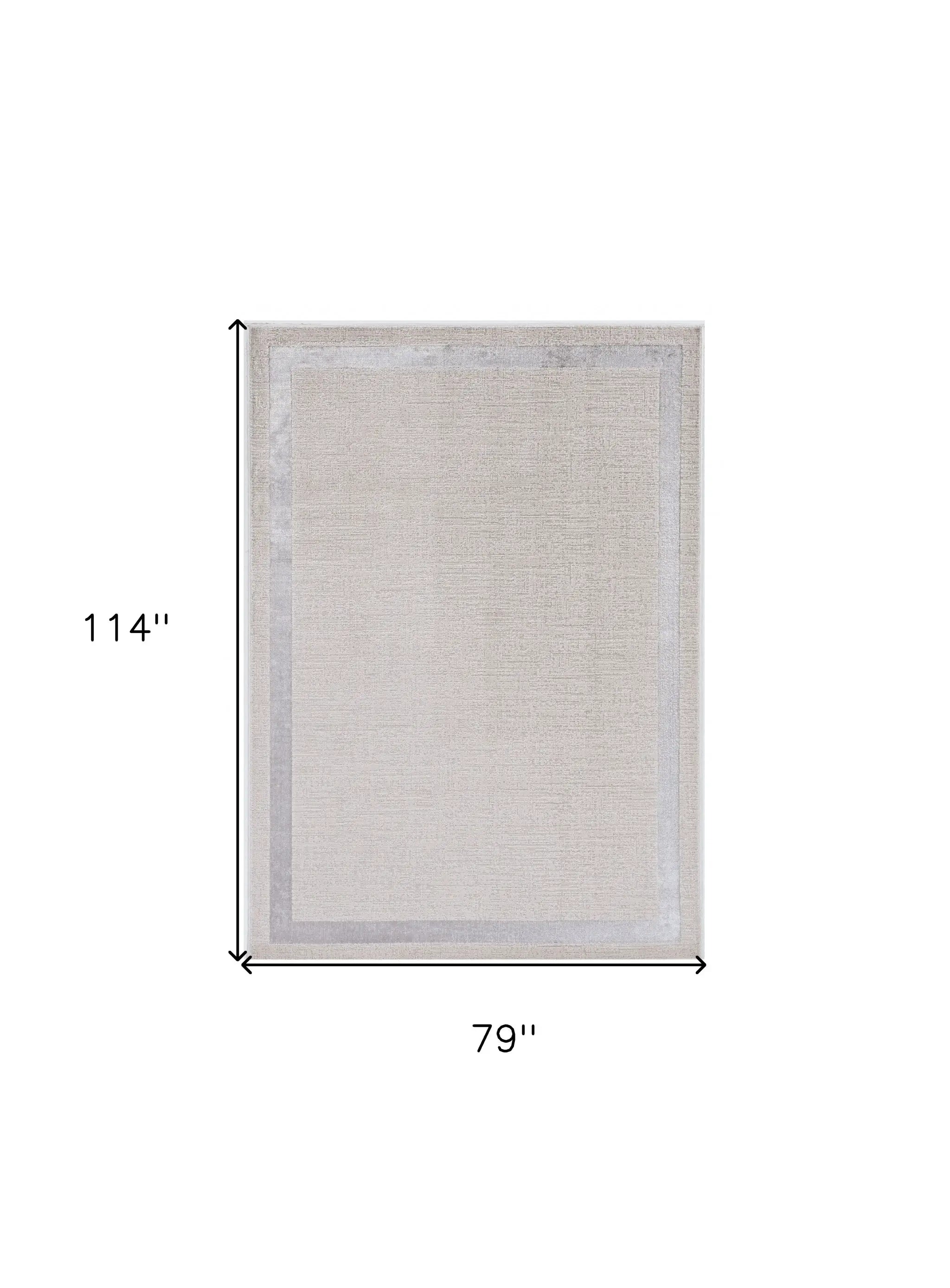 7' X 10' Ivory Silver Machine Woven Bordered Indoor Area Rug - Homeroots - Flyclothing LLC