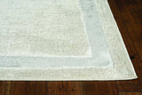 8' X 11' Ivory Silver Machine Woven Bordered Indoor Area Rug - Homeroots - Flyclothing LLC