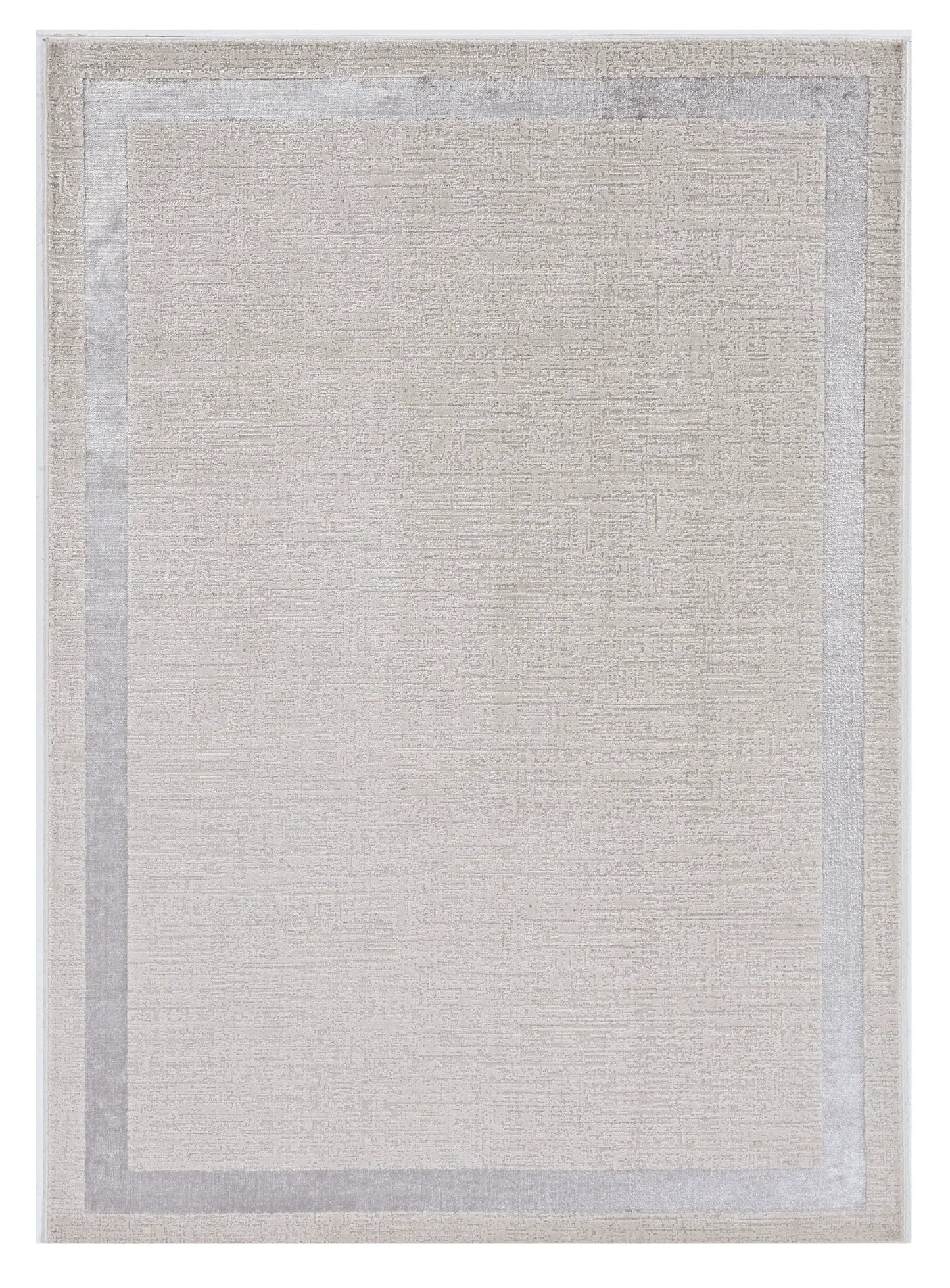 8' X 11' Ivory Silver Machine Woven Bordered Indoor Area Rug - Homeroots - Flyclothing LLC