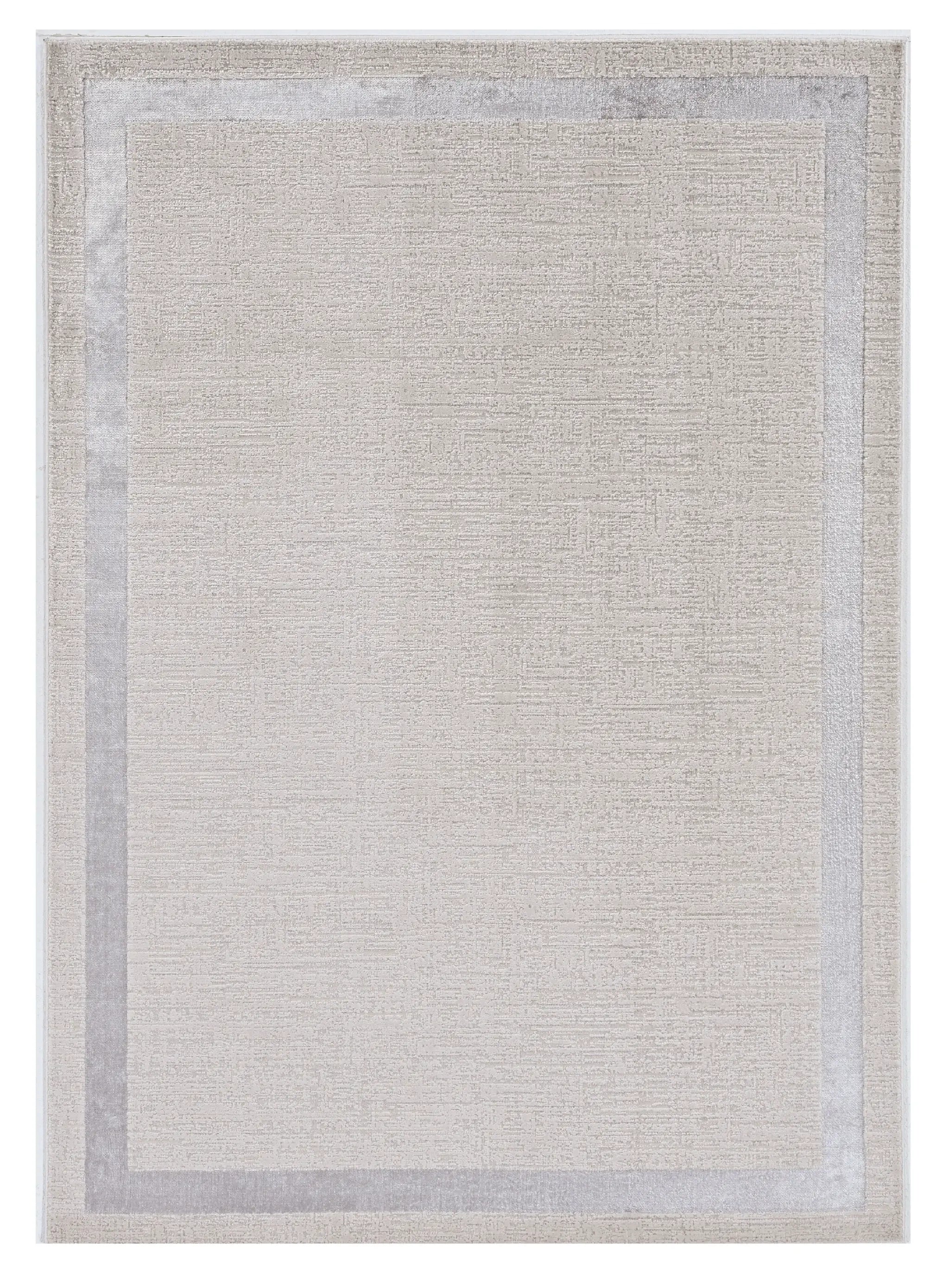 8' X 11' Ivory Silver Machine Woven Bordered Indoor Area Rug - Homeroots - Flyclothing LLC