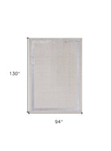 8' X 11' Ivory Silver Machine Woven Bordered Indoor Area Rug - Homeroots - Flyclothing LLC
