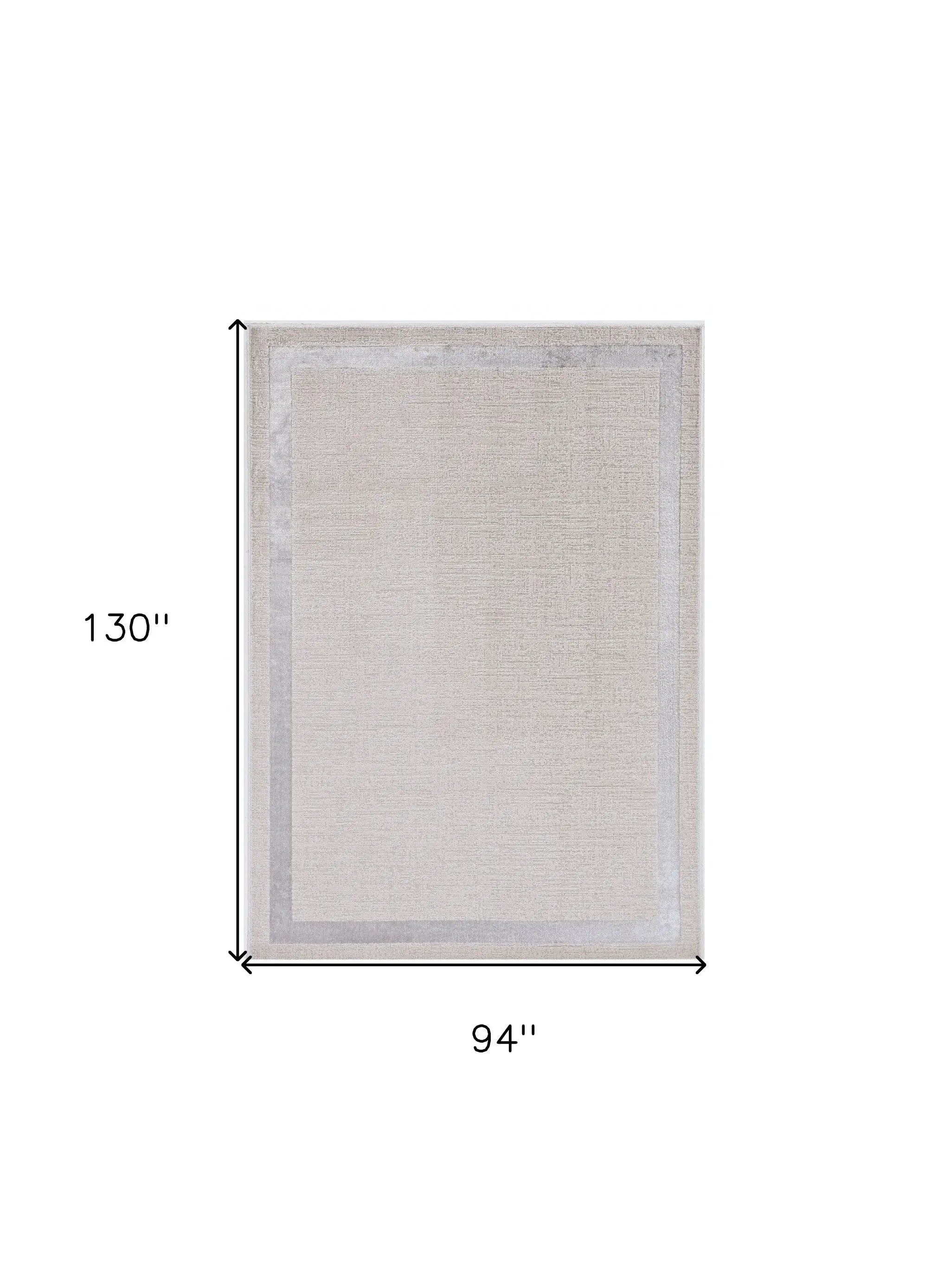8' X 11' Ivory Silver Machine Woven Bordered Indoor Area Rug - Homeroots - Flyclothing LLC