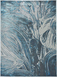 5' X 8' Silver Or Blue Abstract Brushstrokes Indoor Area Rug - Homeroots
