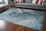 94 X 130 Silver Or  Blue Polypropylene Or Polyester Rug - Homeroots
