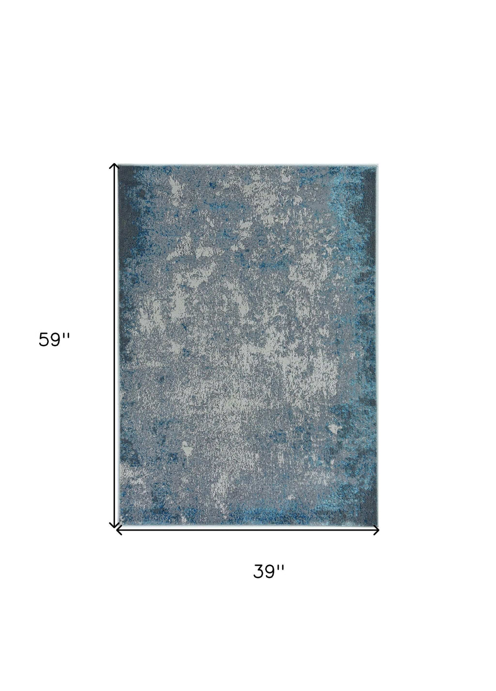 3' X 5' Blue and Silver Abstract Area Rug - Homeroots - Flyclothing LLC