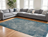 8' X 11' Silver Blue Machine Woven Abstract Smudge Indoor Area Rug - Homeroots