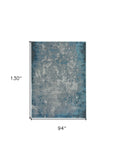 8' X 11' Silver Blue Machine Woven Abstract Smudge Indoor Area Rug