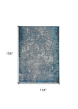 10' X 13' Silver Blue Machine Woven Abstract Smudge Indoor Area Rug - Homeroots