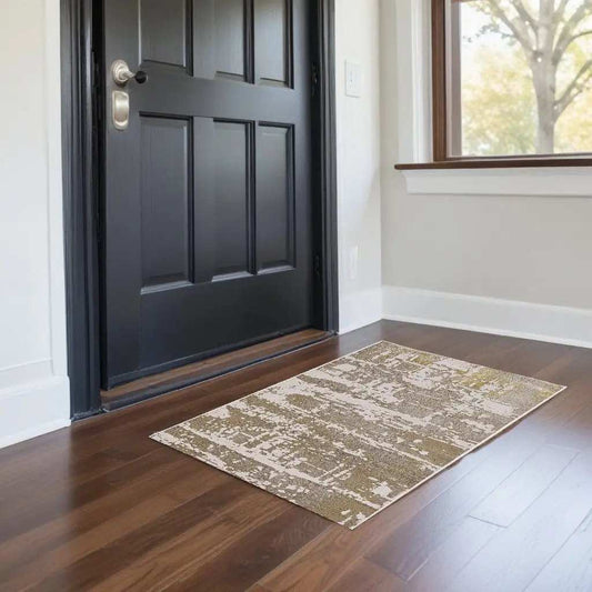 3' X 5' Ivory Or Gold Abstract Area Rug - Homeroots - Flyclothing LLC