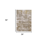 3' X 5' Ivory Or Gold Abstract Area Rug - Homeroots - Flyclothing LLC