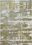 5' X 8' Ivory Or Gold Abstract Brushstrokes Indoor Area Rug - Homeroots