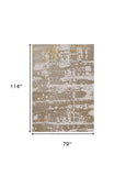 7' X 10' Ivory Gold Machine Woven Abstract Indoor Area Rug - Homeroots