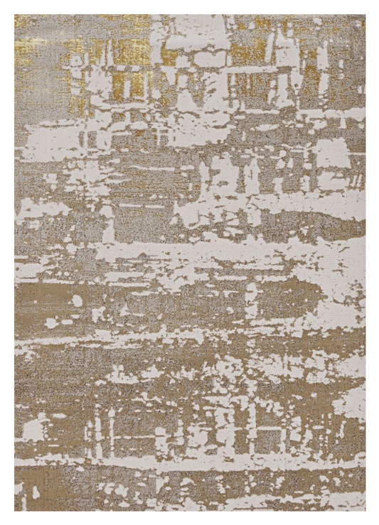 7' X 10' Ivory Gold Machine Woven Abstract Indoor Area Rug