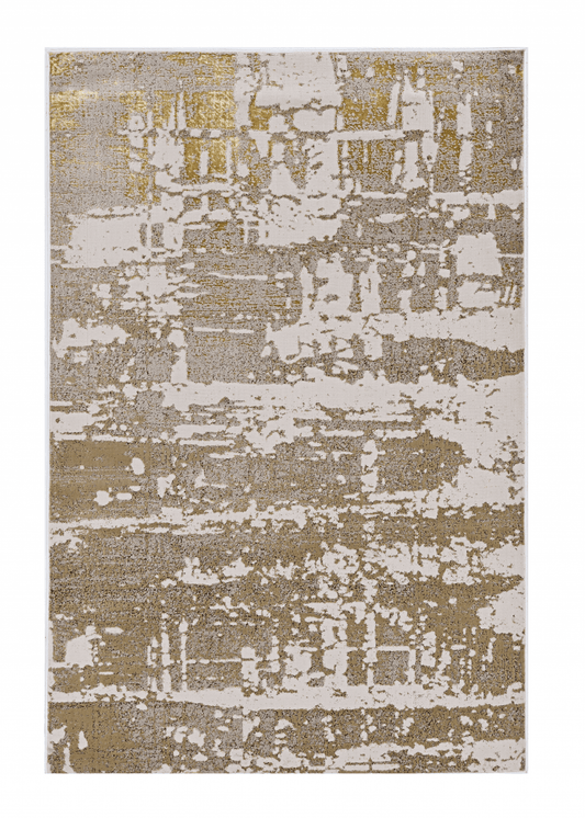 10' X 13' Ivory Gold Machine Woven Abstract Indoor Area Rug - Homeroots