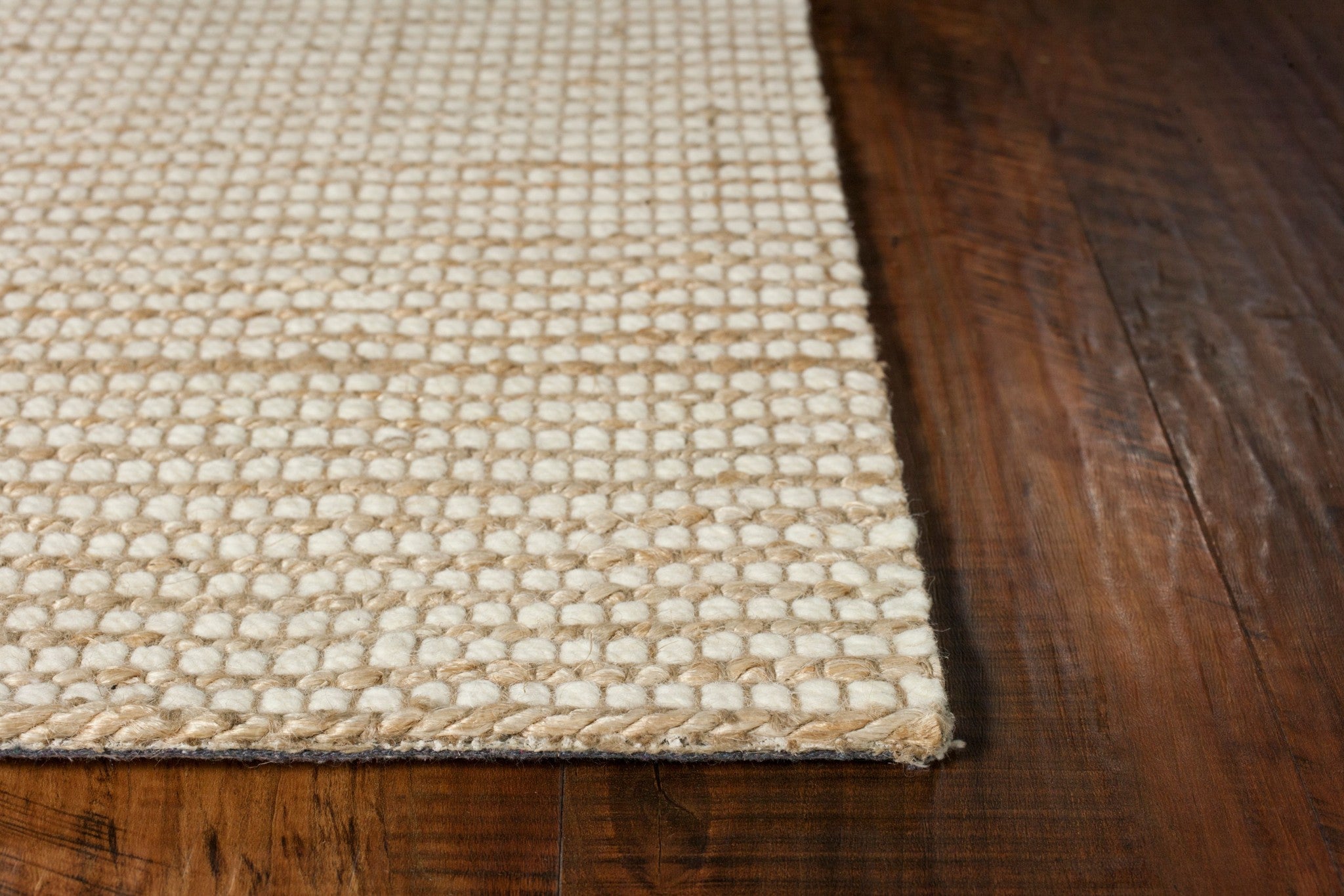5' X 7' Ivory Hand Woven Jute And Wool Indoor Area Rug