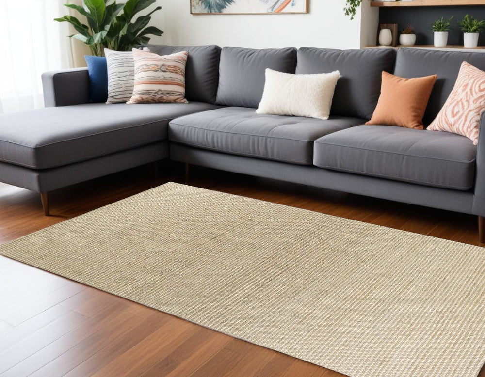 7' X 10' Ivory Hand Woven Wool And Jute Indoor Area Rug - Homeroots