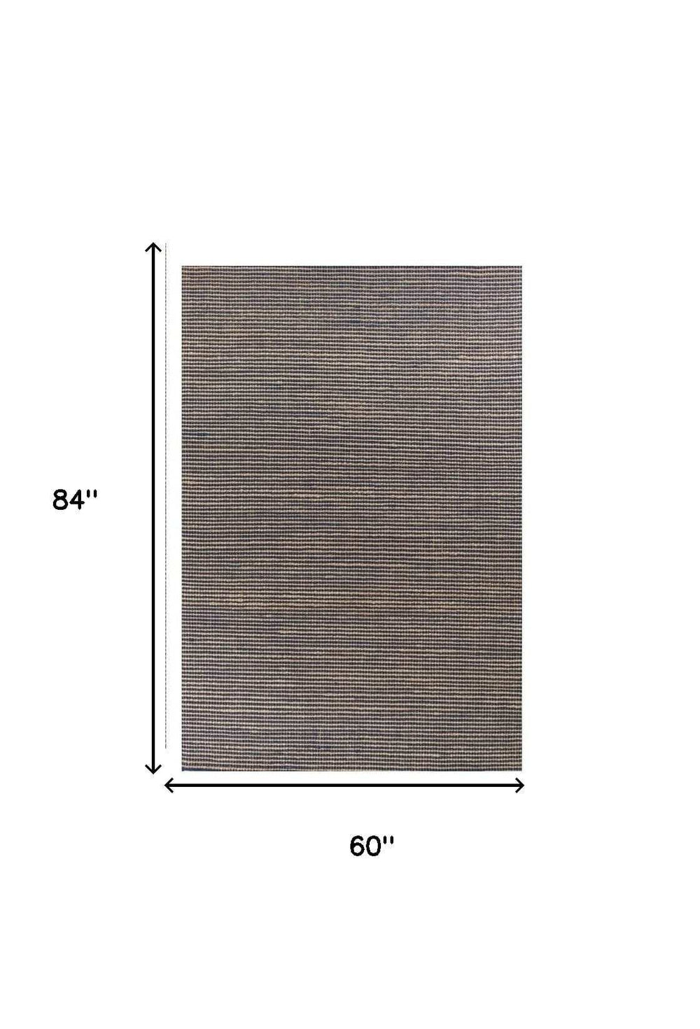 5' X 7' Blue Wool Hand Woven Area Rug - Homeroots - Flyclothing LLC