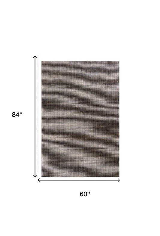 5' X 7' Blue Wool Hand Woven Area Rug - Homeroots - Flyclothing LLC