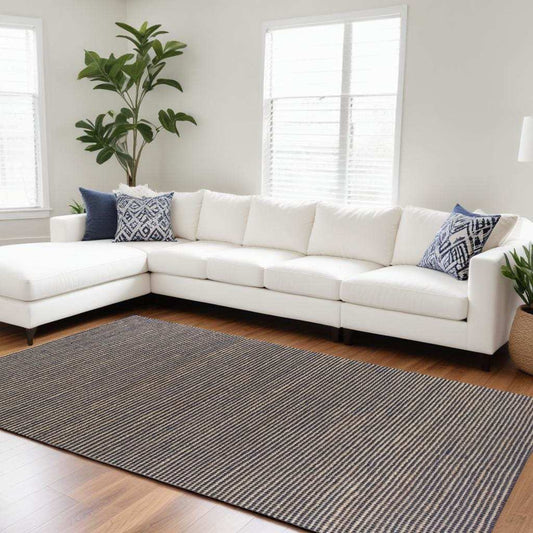 7' X 10' Blue Hand Woven Wool And Jute Indoor Area Rug - Homeroots - Flyclothing LLC