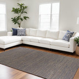 7' X 10' Blue Hand Woven Wool And Jute Indoor Area Rug - Homeroots