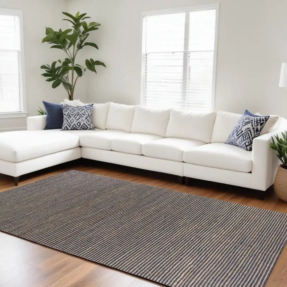 8' X 11' Blue Hand Woven Wool And Jute Indoor Area Rug - Homeroots