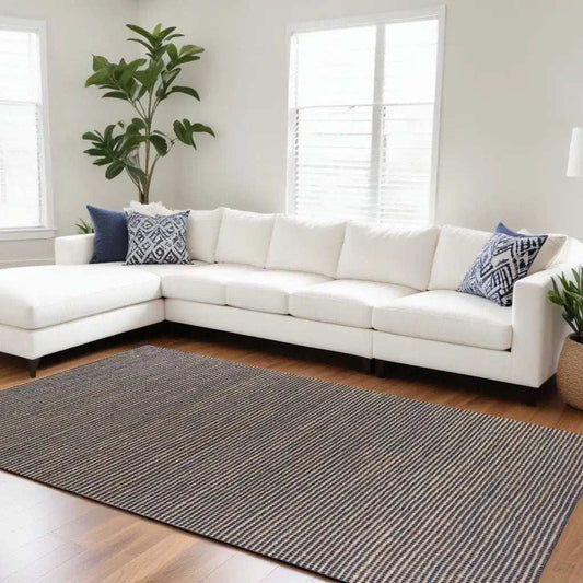 8' X 11' Blue Hand Woven Wool And Jute Indoor Area Rug - Homeroots - Flyclothing LLC