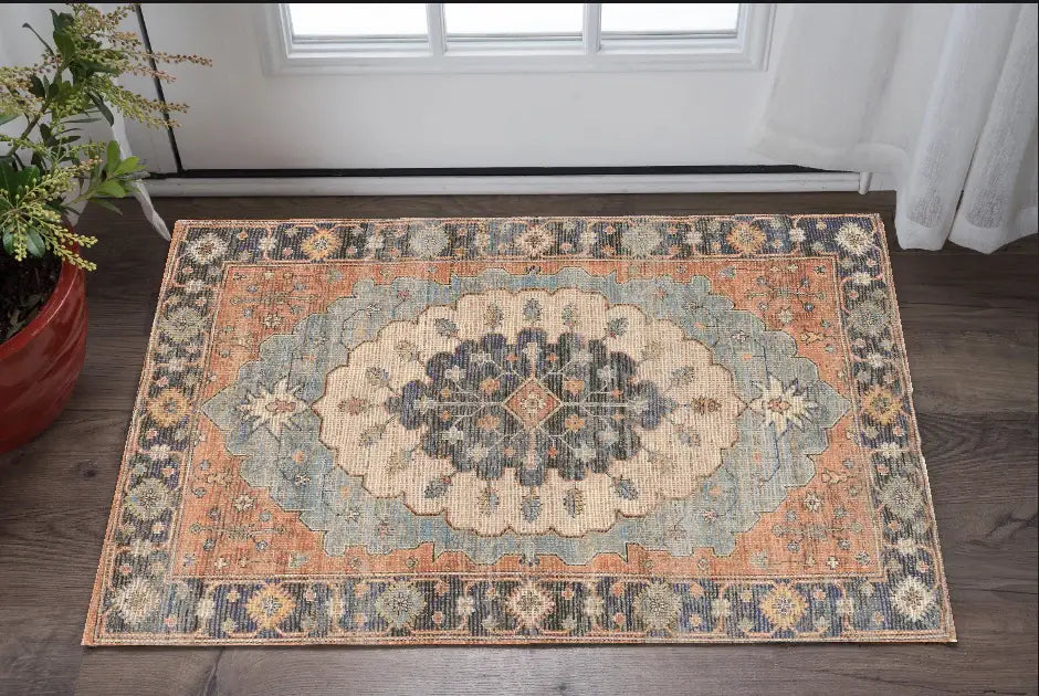 3' X 5' Blue Medallion Hand Woven Area Rug - Homeroots - Flyclothing LLC