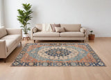 7' X 12' Blue Hand Woven Traditional Medallion Indoor Area Rug - Homeroots