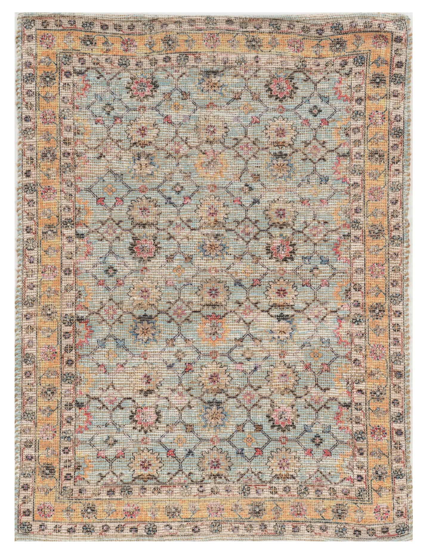 5' X 7' Green and Ivory Floral Hand Woven Area Rug - Homeroots - Flyclothing LLC