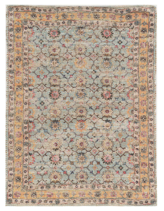5' X 7' Green and Ivory Floral Hand Woven Area Rug - Homeroots - Flyclothing LLC