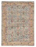 5' X 7' Green and Ivory Floral Hand Woven Area Rug - Homeroots