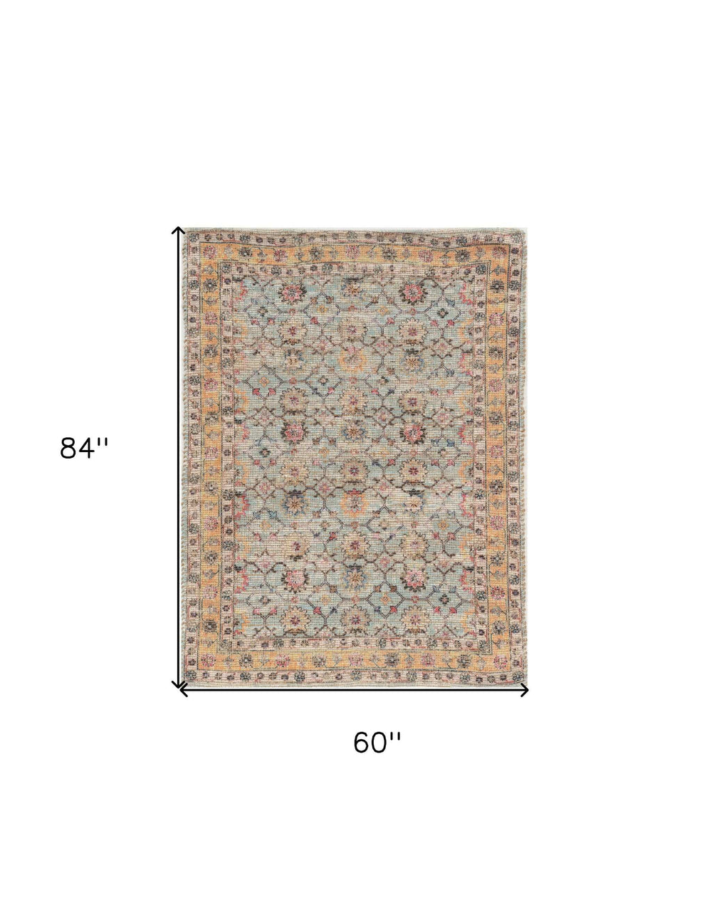 5' X 7' Green and Ivory Floral Hand Woven Area Rug - Homeroots - Flyclothing LLC