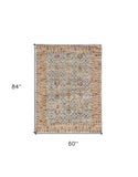 5' X 7' Green and Ivory Floral Hand Woven Area Rug - Homeroots