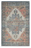 2' X 4' Blue and Ivory Medallion Hand Woven Distressed Area Rug - Homeroots